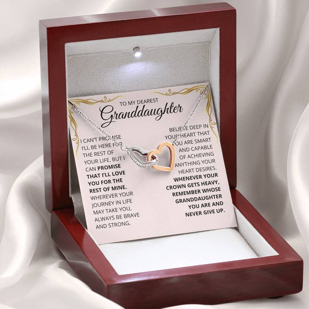 Granddaughter, Never Give Up - Interlocking Hearts Necklace