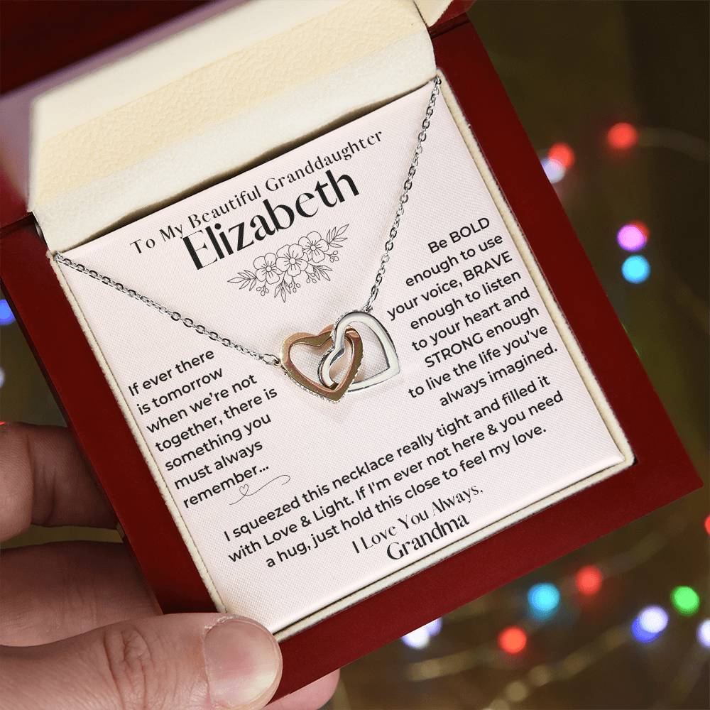 Granddaughter, Always Remember - Interlocking Hearts Necklace With Personalized Message Card (GD86-P-002)