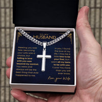 Thumbnail for Husband, Meeting You Was Fate - Cuban Chain Cross Necklace