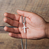Thumbnail for Grandson, Someday - Cuban Chain Cross Necklace w/ Personalized Message Card