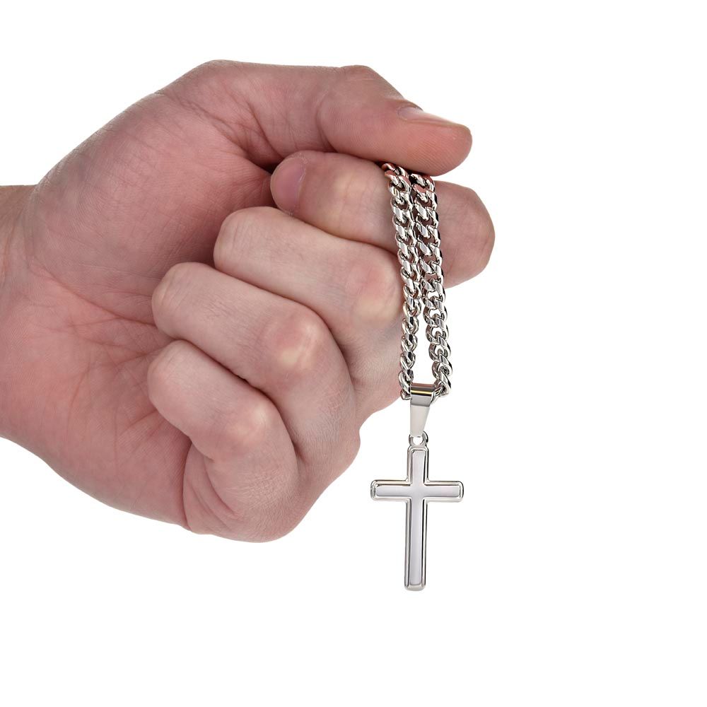 [ALMOST SOLD OUT] Grandson, Never Give Up - Cuban Chain Cross Necklace