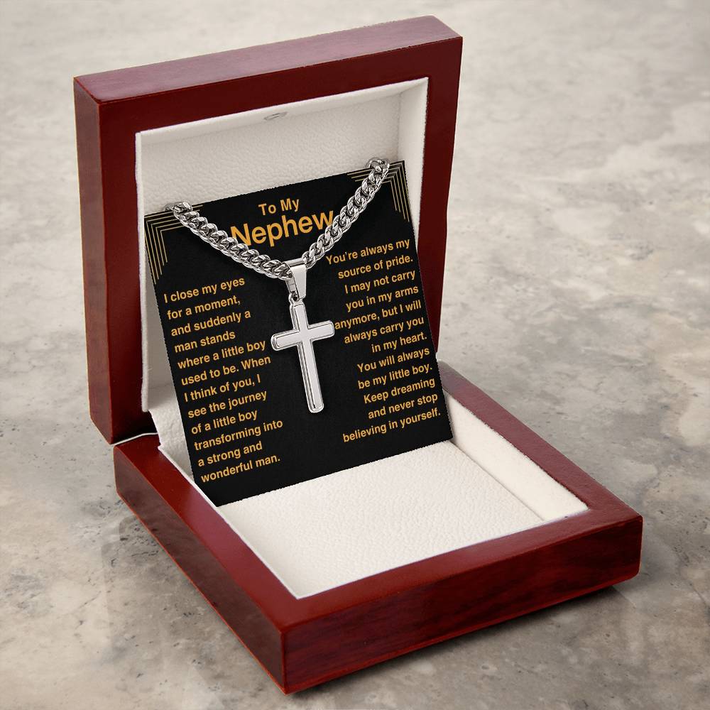 Nephew, Never Stop Believing - Cross Chain Necklace