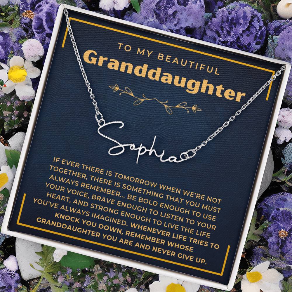 Gift For Granddaughter, Signature Style Name Necklace