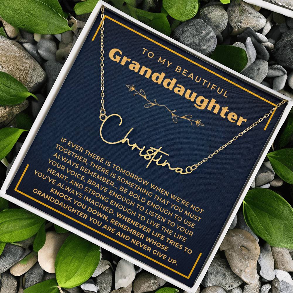 Gift For Granddaughter, Signature Style Name Necklace