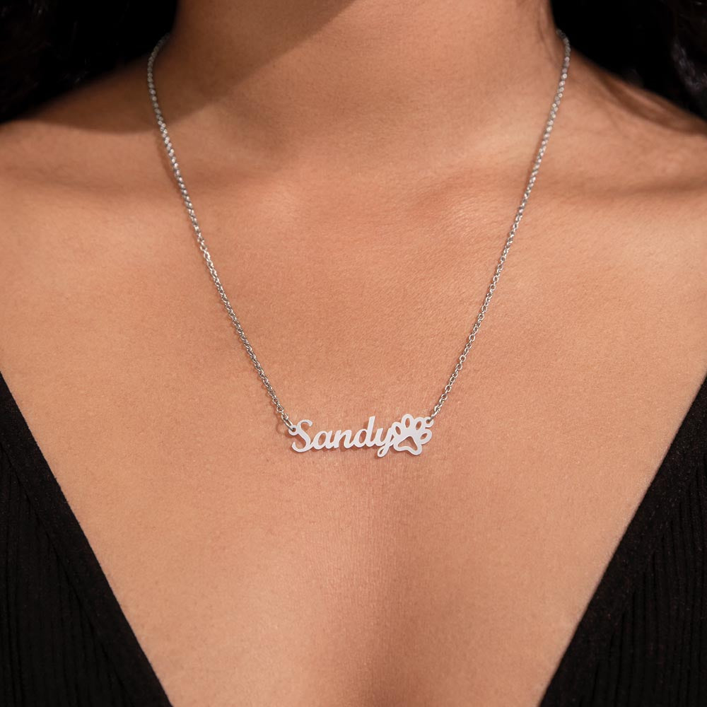 My Best Friend - Paw Print Name Necklace