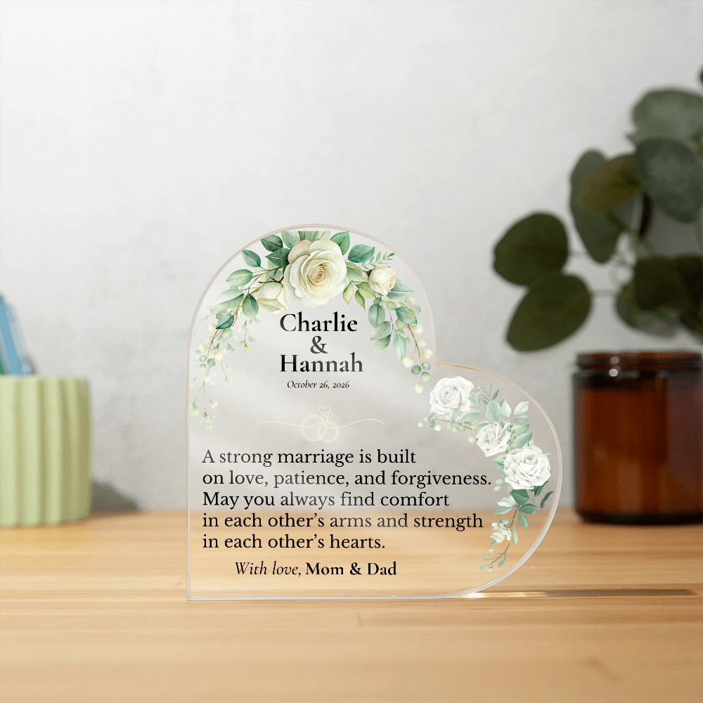 Personalized Wedding Gift for Newlyweds | Heart Acrylic Keepsake
