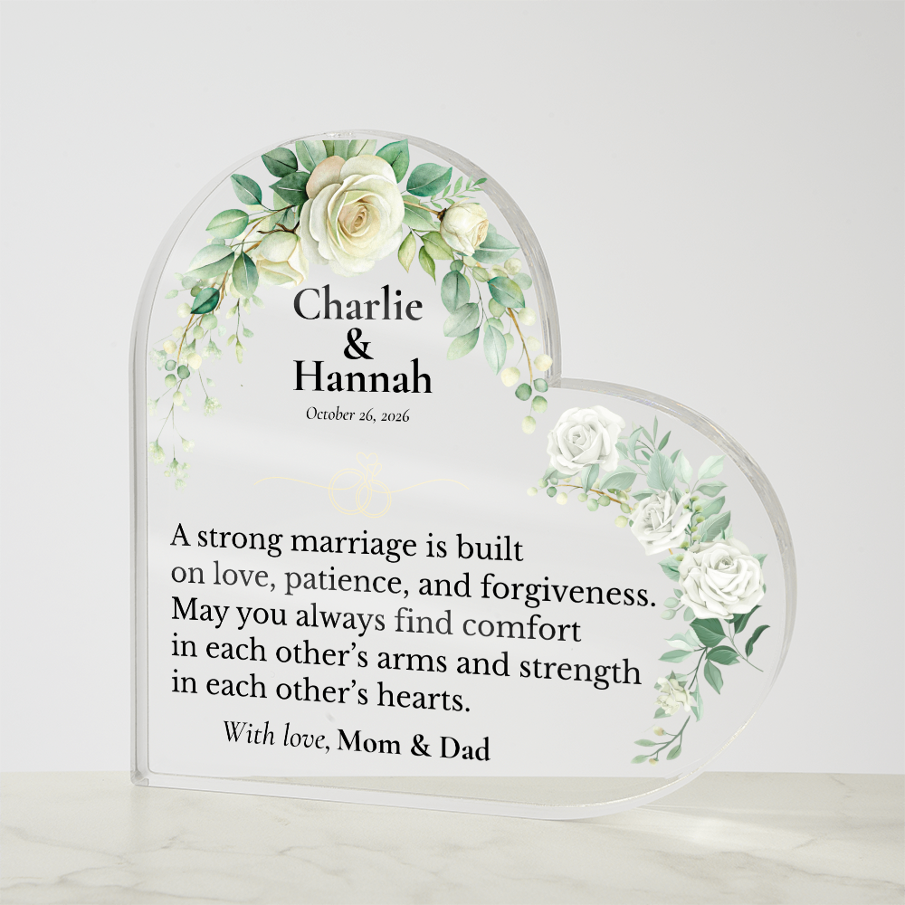 Personalized Wedding Gift for Newlyweds | Heart Acrylic Keepsake