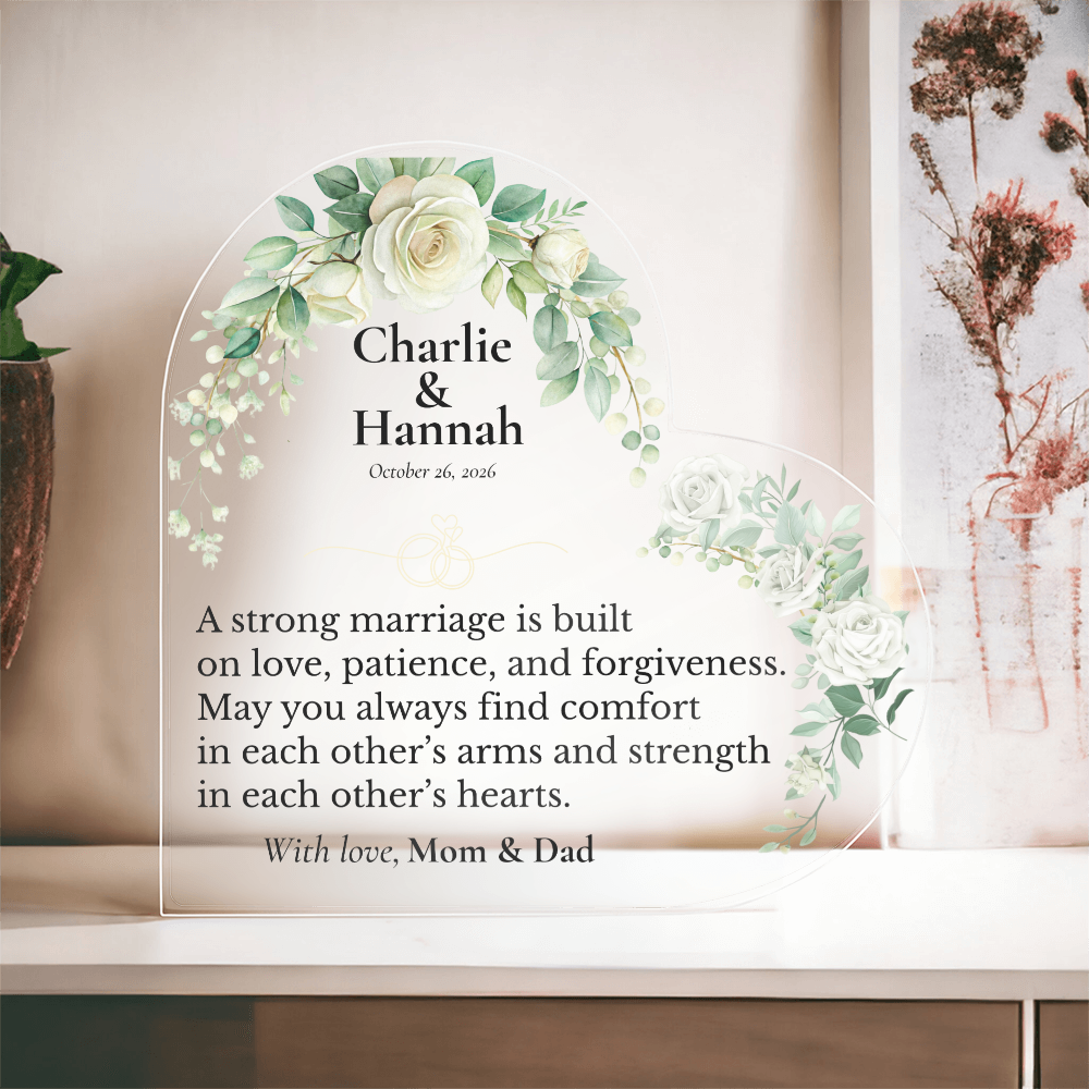 Personalized Wedding Gift for Newlyweds | Heart Acrylic Keepsake
