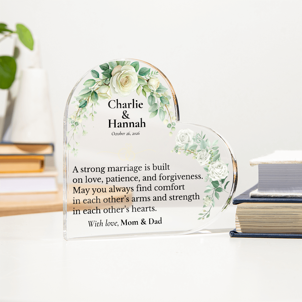 Personalized Wedding Gift for Newlyweds | Heart Acrylic Keepsake