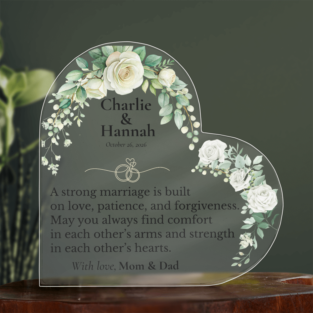Personalized Wedding Gift for Newlyweds | Heart Acrylic Keepsake