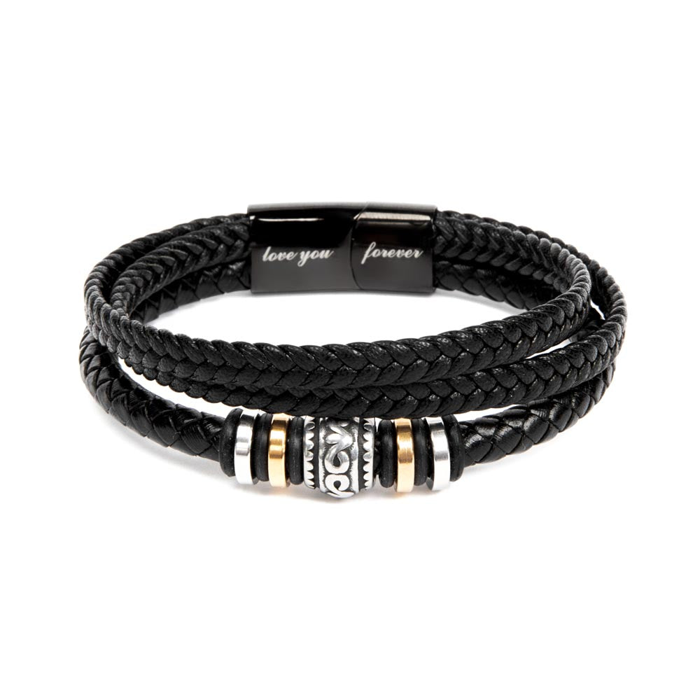 Grandson, Never Give Up - Leather Bracelet Gift Set (GS112)