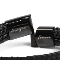 Thumbnail for Grandson, Never Give Up - Leather Bracelet with Personalized Message Card (GS49-P)