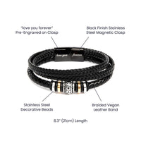 Thumbnail for Grandson, Never Give Up - Leather Bracelet With Personalized Message Card Gift Set (GS112-P)