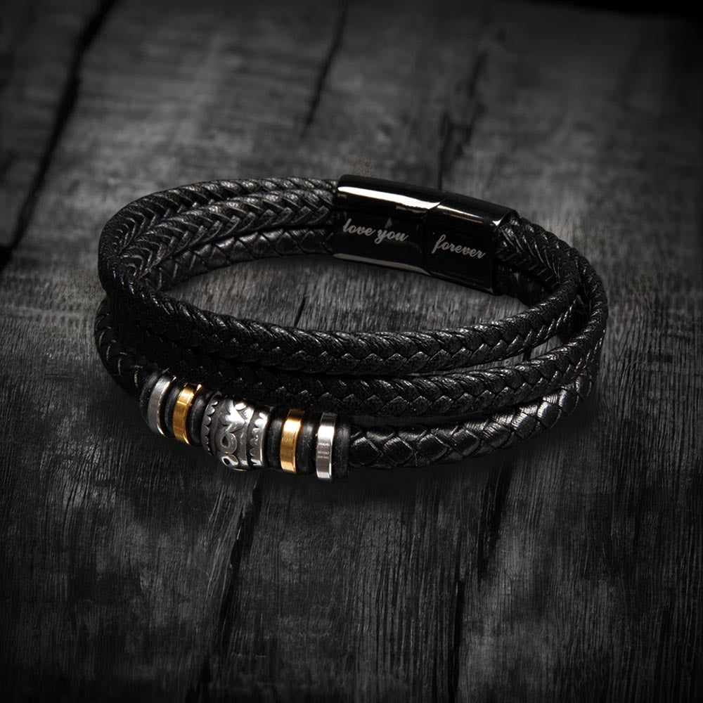 Grandson, Never Give Up - Leather Bracelet (GS49)