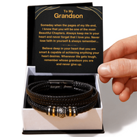 Thumbnail for Grandson, Never Give Up - Leather Bracelet Gift Set (GS112)
