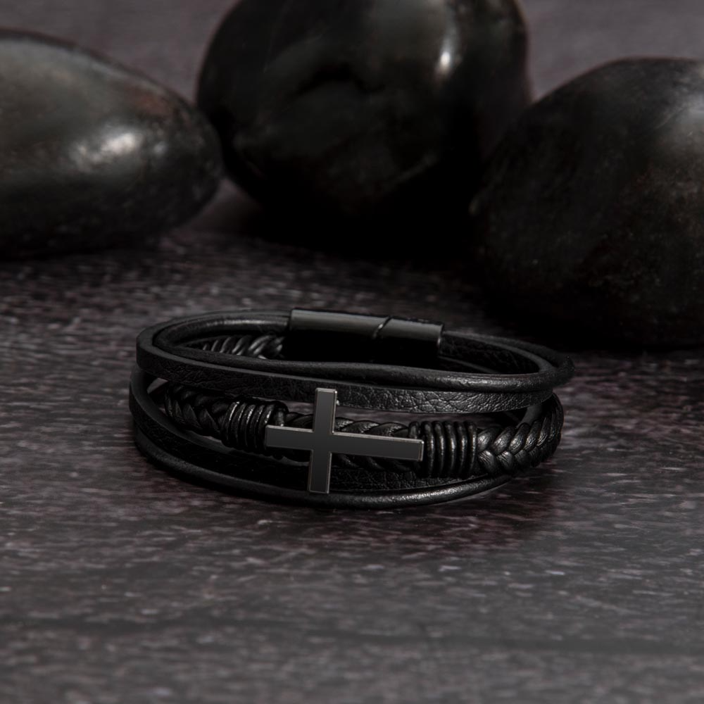 Grandson, Never Give Up - Cross Bracelet With Personalized Message Card (GS35-P1)