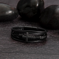 Thumbnail for Grandson, Never Give Up - Cross Bracelet With Personalized Message Card (GS35-P1)