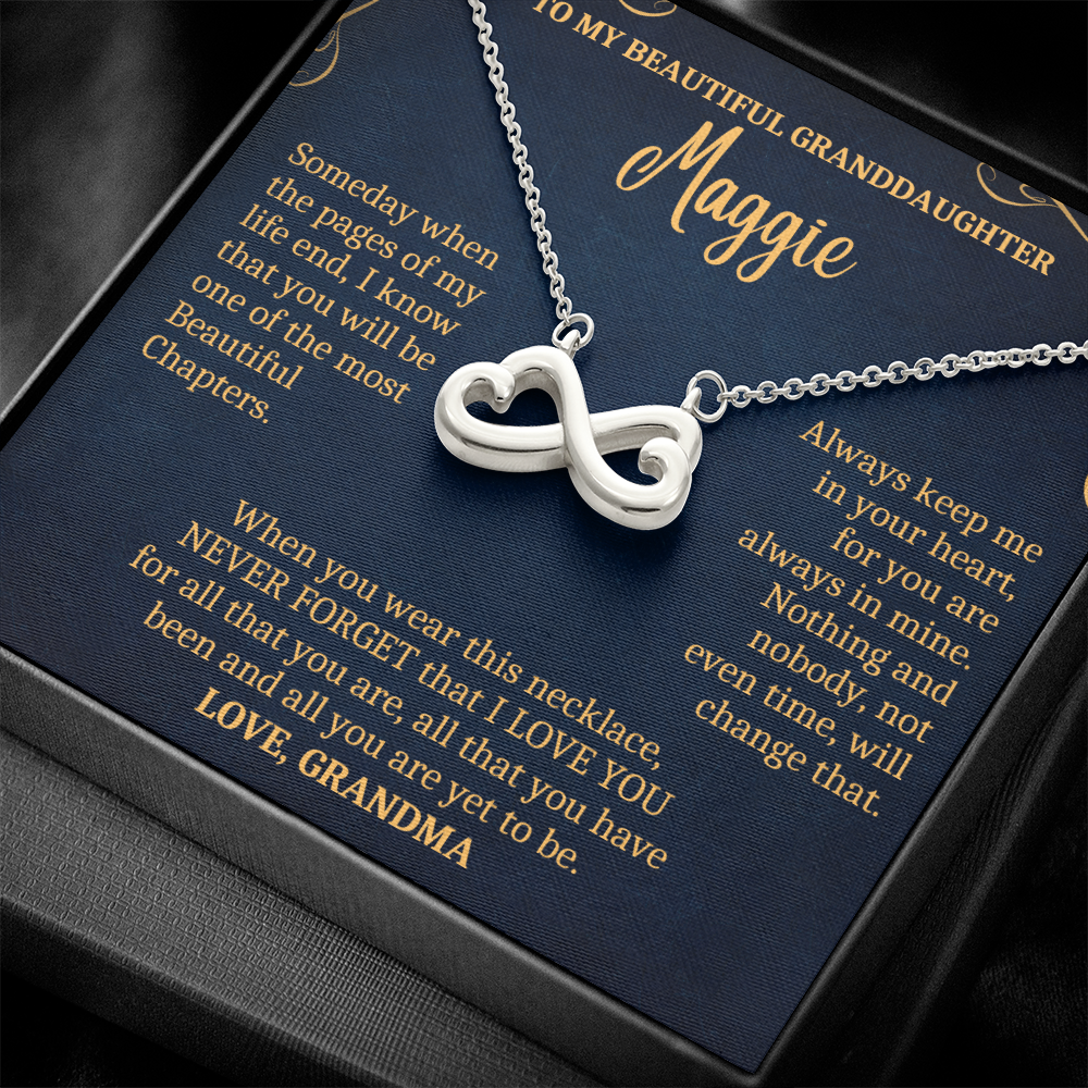 Granddaughter, Always Loving You - Infinity Hearts Necklace With Personalized Message Card (GD80-P)