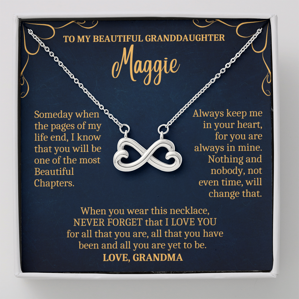 Granddaughter, Always Loving You - Infinity Hearts Necklace With Personalized Message Card (GD80-P)