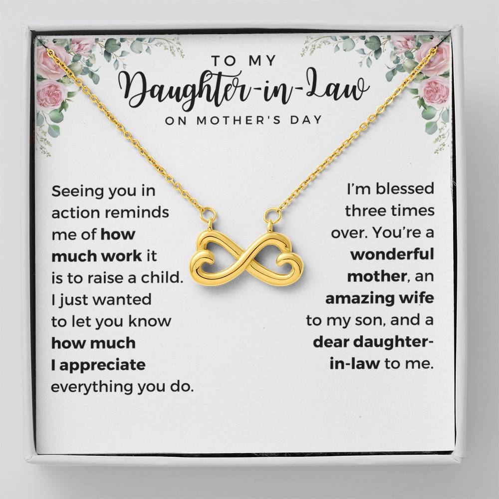 To My Daughter-In-Law On Mother's Day - Infinity Hearts Necklace (DIL1)