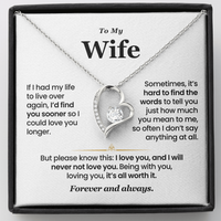 Thumbnail for Romantic heart-shaped pendant necklace with sparkling cubic zirconia, in gift box with emotional message card – perfect anniversary gift for wife from husband.