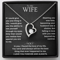 Thumbnail for Romantic heart-shaped pendant necklace with sparkling cubic zirconia, in gift box with emotional message card – perfect anniversary gift for wife from husband.