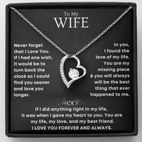 Thumbnail for Romantic heart-shaped pendant necklace with sparkling cubic zirconia, in gift box with emotional message card – perfect anniversary gift for wife from husband.