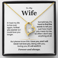 Thumbnail for Romantic heart-shaped gold pendant necklace with sparkling cubic zirconia, in gift box with emotional message card – perfect birthday gift for wife from husband.