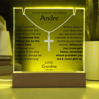 Thumbnail for Grandson, Never Give Up - Personalized Acrylic Plaque With Cross Necklace (GS53-P)