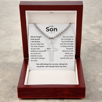 Thumbnail for To My Son, My Pride - Artisan Cross On Cuban Link Chain (S71)