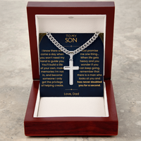 Thumbnail for To My Son, Artisan Cross on Cuban Link Chain with Love Message Card Gift Set (S74)