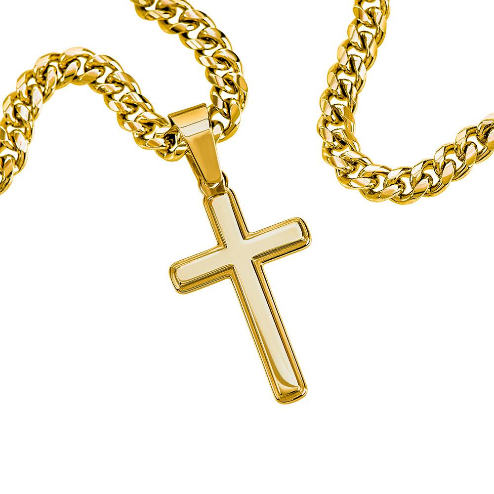 To My Son, Artisan Cross on Cuban Link Chain with Love Message Card Gift Set (S74)