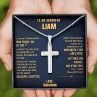 Thumbnail for Grandson, I Believe In You - Cross Necklace - Personalized (GS106-P)