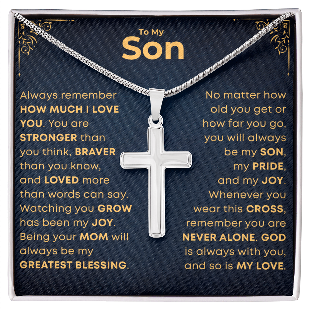 To My Son, Cross Necklace with Message Card Gift Set (S75)