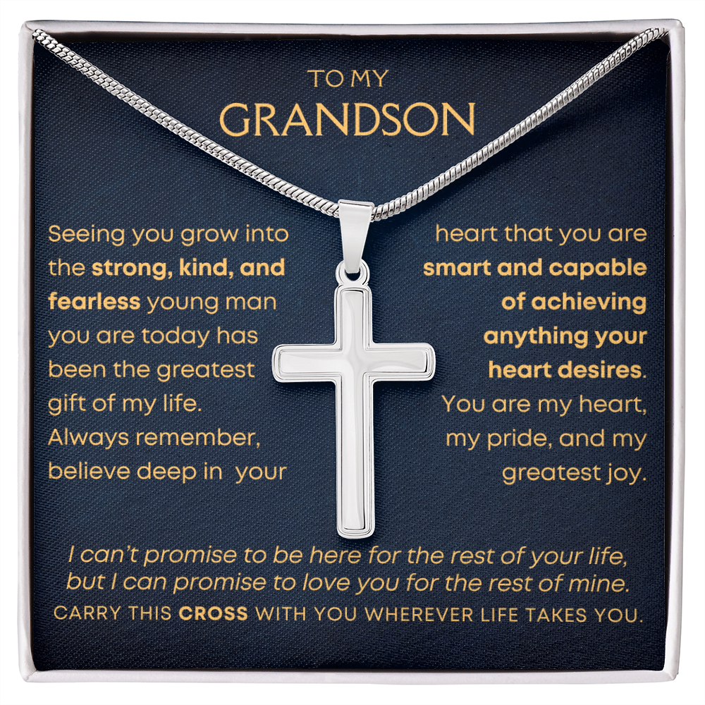 To My Grandson, Greatest Gift Of My Life - Cross Necklace (GS109)
