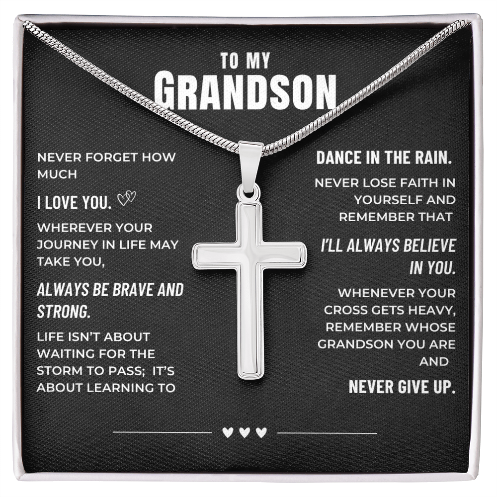 Grandson, Brave And Strong - Cross Necklace (GS104)
