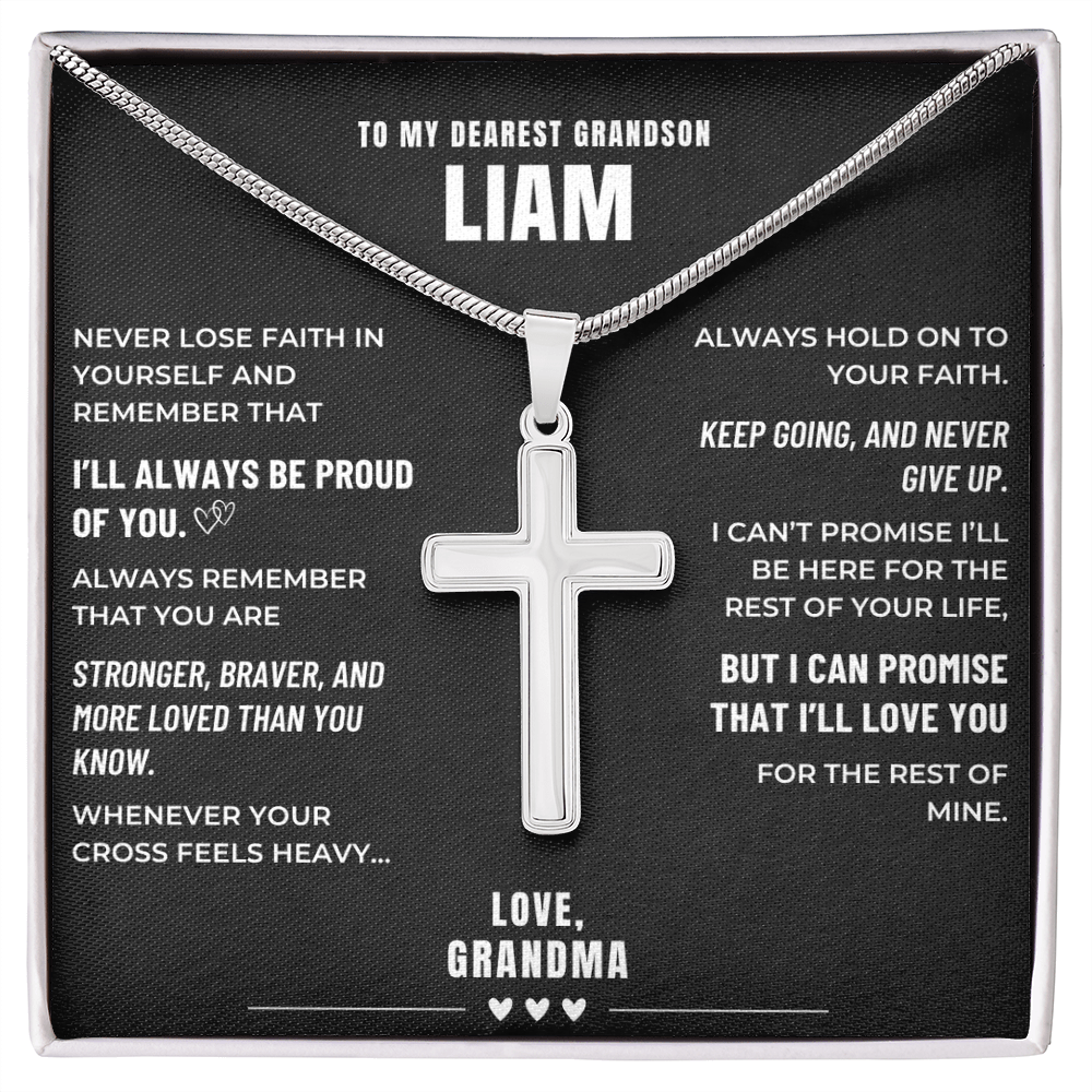 Grandson, Have Faith - Cross Necklace - Personalized (GS103-P)