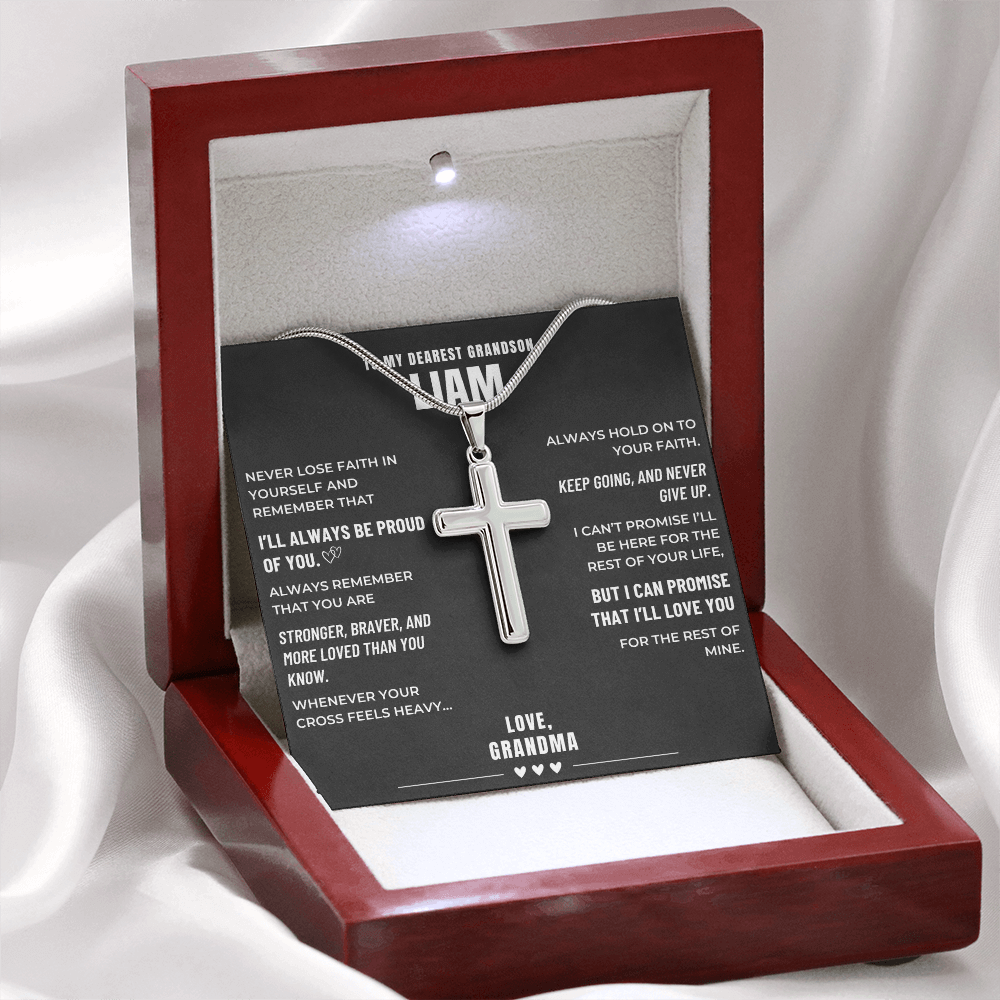Grandson, Have Faith - Cross Necklace - Personalized (GS103-P)