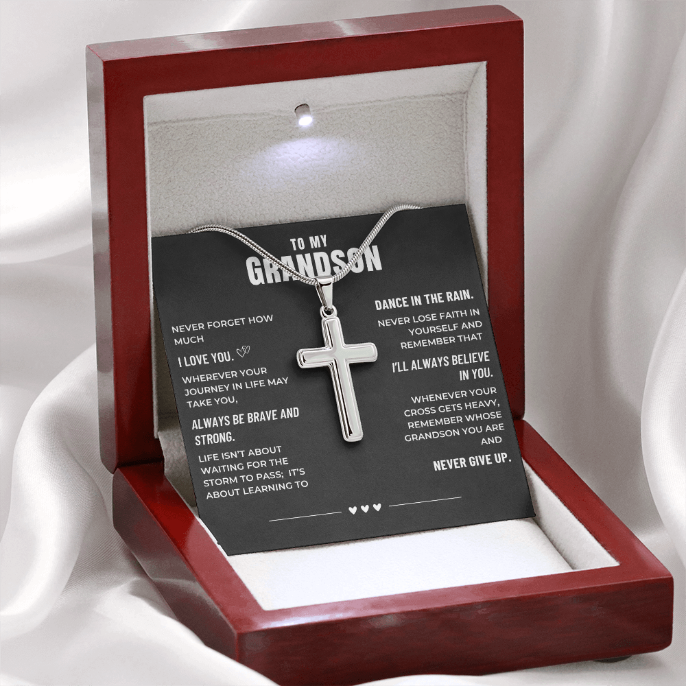 Grandson, Brave And Strong - Cross Necklace (GS104)