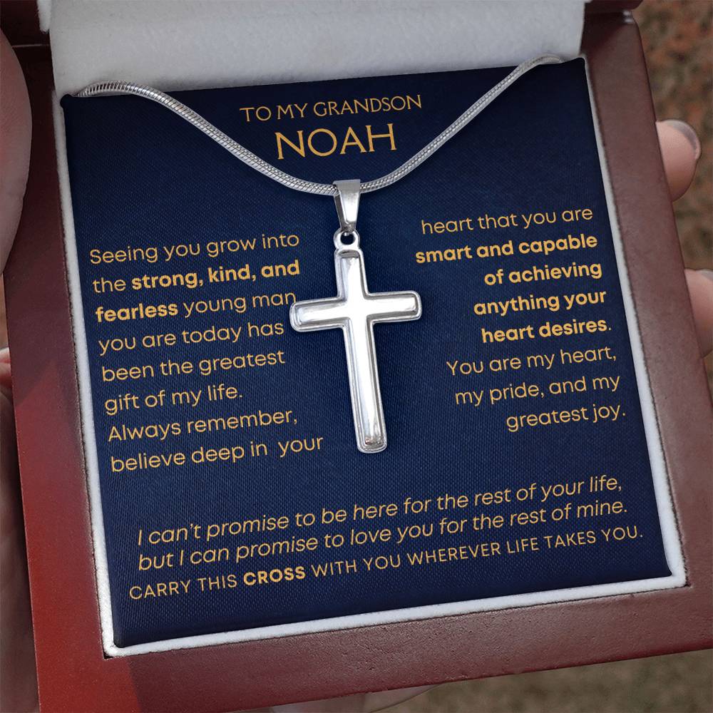 To My Grandson, Greatest Gift Of My Life - Cross Necklace - Personalized (GS109-P)
