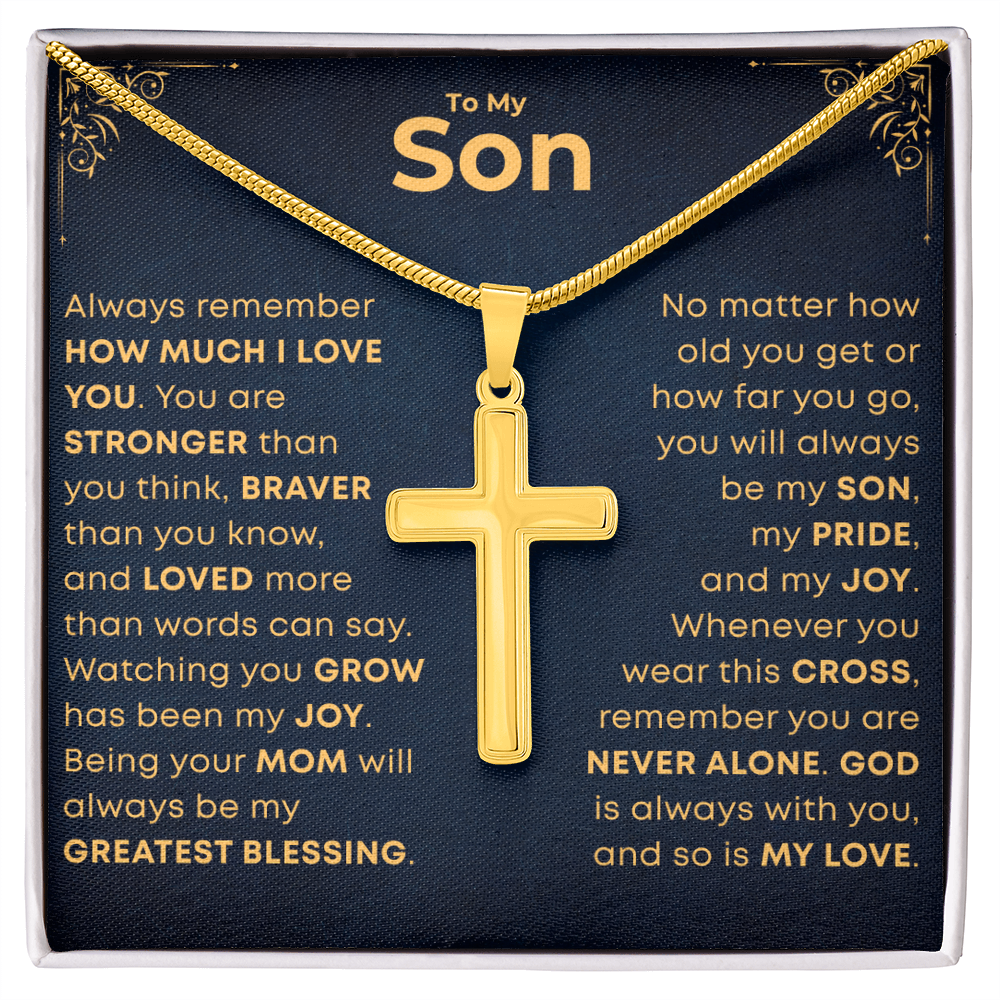 To My Son, Cross Necklace with Message Card Gift Set (S75)