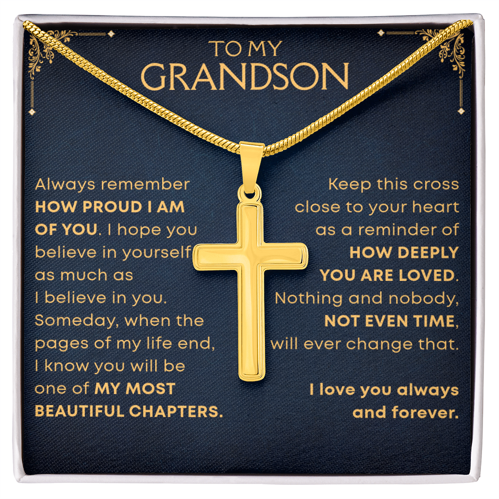 Grandson, My Most Beautiful Chapters - Cross Necklace Gift Set (GS114)