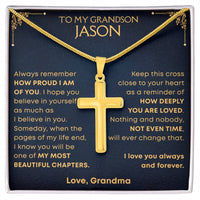 Thumbnail for Grandson, My Most Beautiful Chapters - Cross Necklace with Personalized Message Card Gift Set (GS114-P)