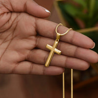 Thumbnail for Cross necklace, gold pendant necklace, sentimental gift from grandma or grandpa.