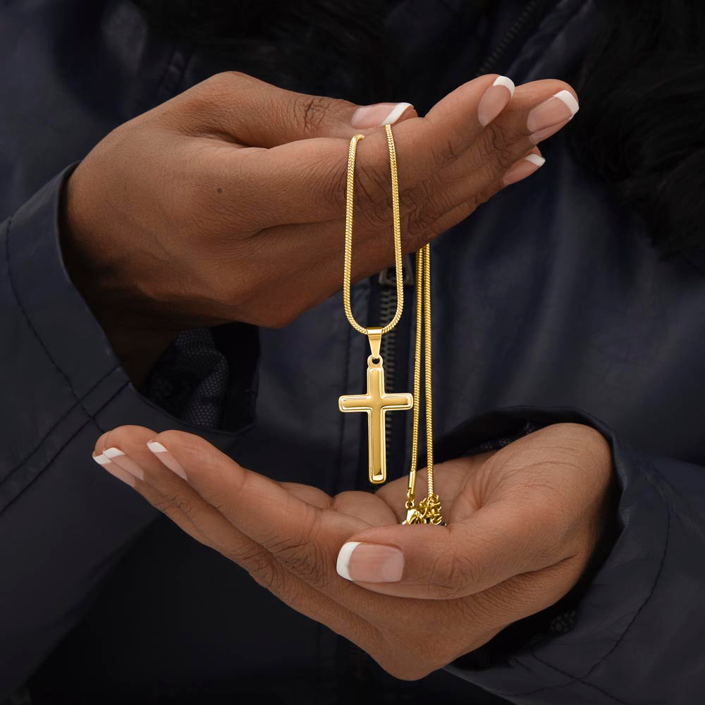 Granddaughter, Hold On to Your Faith - Gold Cross Necklace - Personalized (GD125-P)