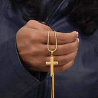 Thumbnail for 18K yellow gold cross necklace for grandson