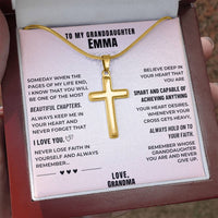 Thumbnail for Granddaughter, Hold On to Your Faith - Gold Cross Necklace - Personalized (GD125-P)