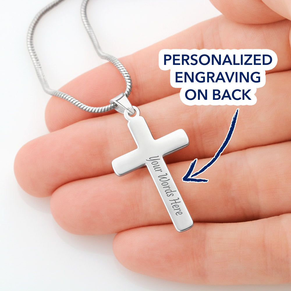 Stainless steel cross necklace for grandson — hypoallergenic, tarnish-free, USA-assembled
