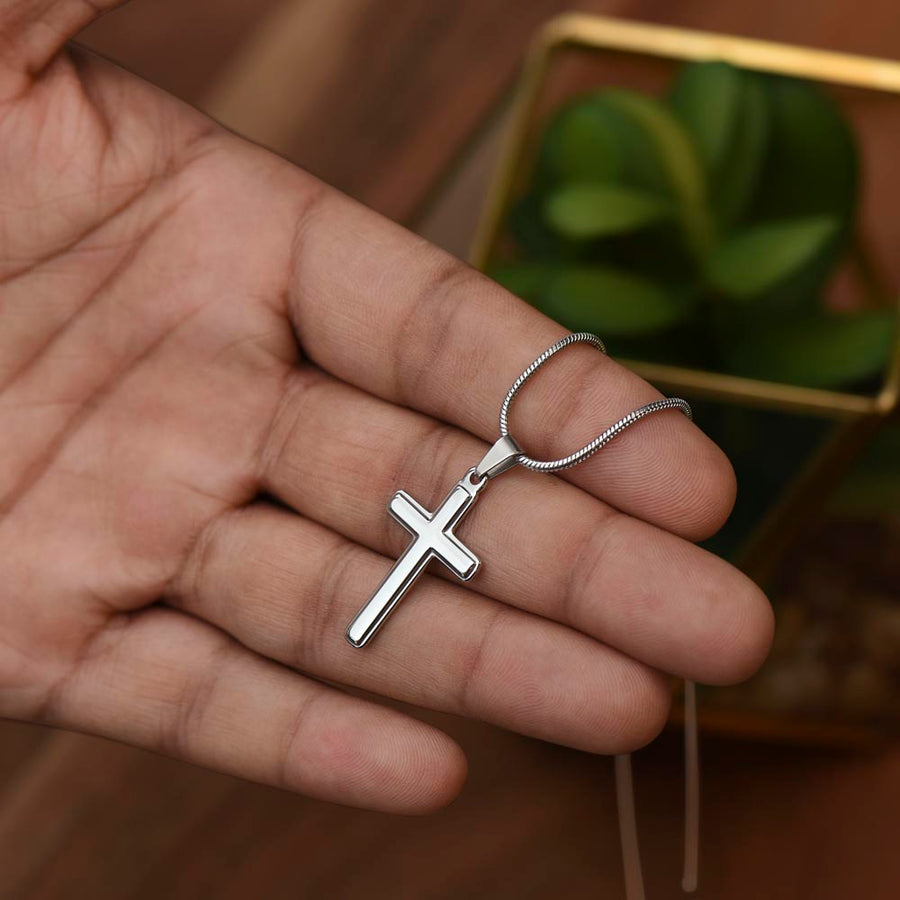 To My Grandson, Never Give Up - Cross Necklace