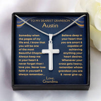Thumbnail for Grandson, Never Lose Faith - Cross Necklace W/ Personalized Message Card (GS34)-002